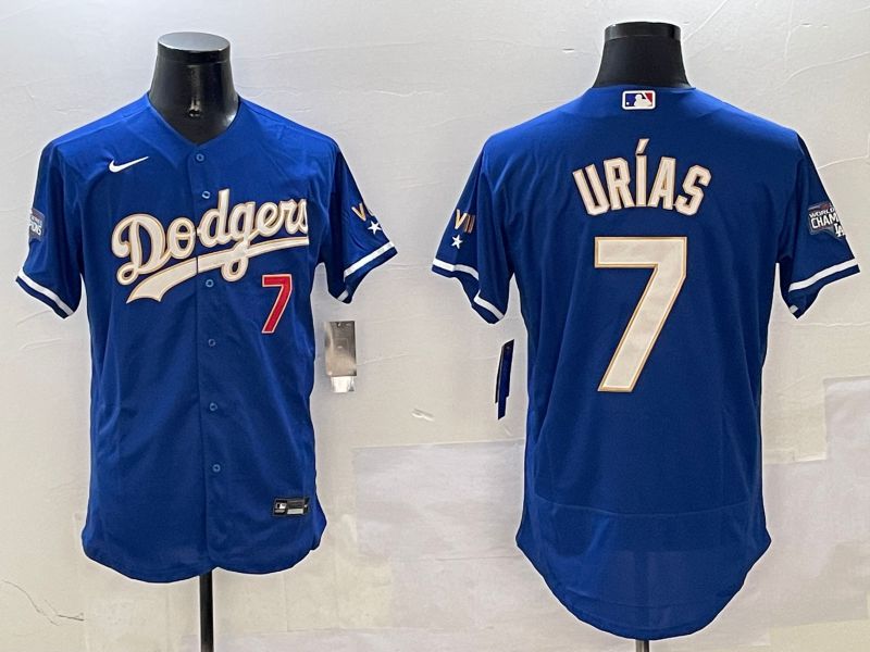 Men Los Angeles Dodgers 7 Urias Blue Gold Elite 2025 Nike MLB Jersey style 5